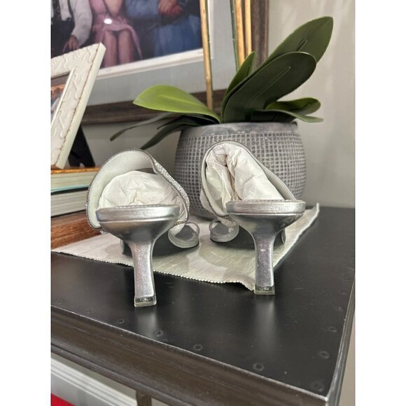 Black Suede Studio Cali SILVER Glitter Slide Sandal Womens Size 38.5 - Picture 11 of 14